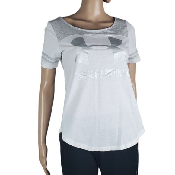 Under Armour White, Silver & Gray Baseball T-Shirt - Picture 1 of 5